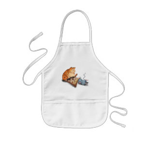 Tablier Enfant Chat et souris Jouer aux échecs Dessin drôle