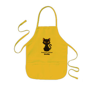 Tablier Enfant Chat noir Éffrayant - Halloween personnalisé