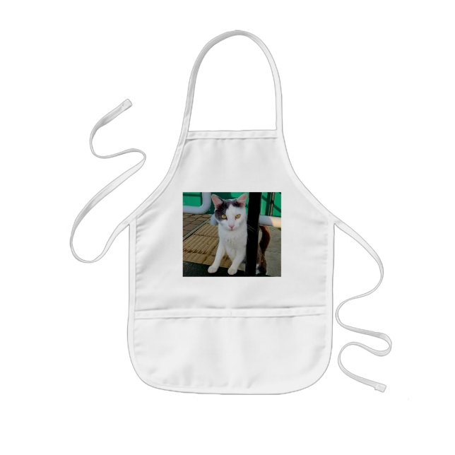 Tablier Enfant Chat noir et blanc (Devant)