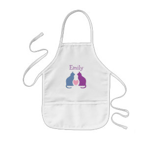 Tablier Enfant Chats mignons et coeur Personnalisé