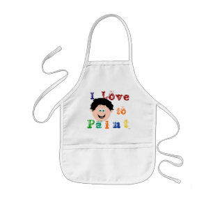 Tablier Enfant Cheveux Noirs Garçons Souriants Peinture Visage