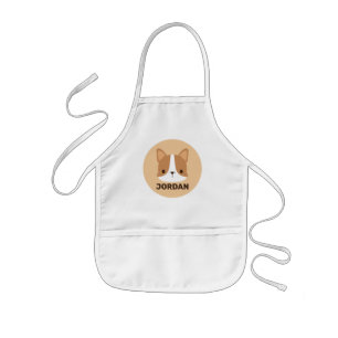 Tablier Enfant Chien Corgi Mignon avec Nom Personnalisé