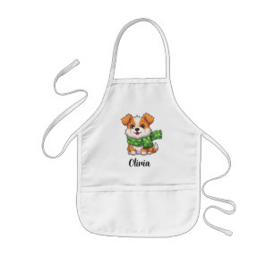 Tablier Enfant Chien mignon en écharpe de trèfle