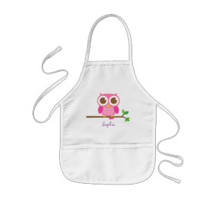 Tablier Enfant Chouette Rose Féminine Mignonne Pour Filles