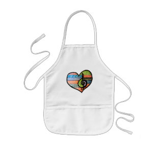 Tablier Enfant Coeur de musique arc-en-ciel coloré personnalisabl