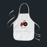 Tablier Enfant Cool Doodle Red Farm Tracteur de nom<br><div class="desc">Ce joli design fait partie d'une collection de mignons doodles de transport pour les vêtements et accessoires de bébé garçon et fille. Le dessin est composé d'un tracteur de ferme rouge dessiné à la main et peut être personnalisé avec le nom de votre bébé. Parfait pour les petits fermiers !...</div>