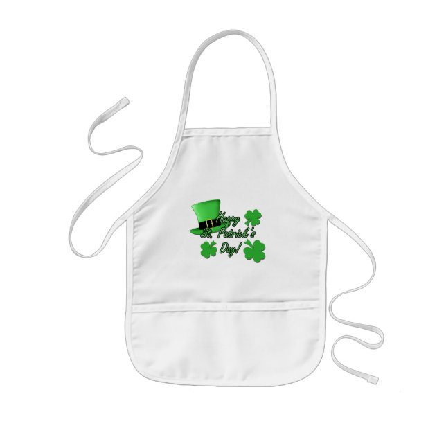 Tablier Enfant Cool fun Chapeau vert haut Shamrocks St Patricks D (Devant)