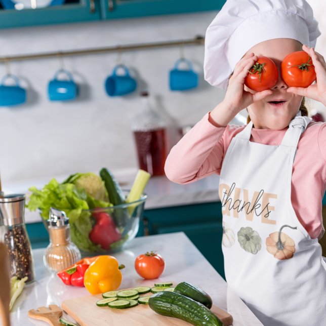 Tablier Enfant Cosy Pastel Donner Merci et Citrouille (Créateur téléchargé)