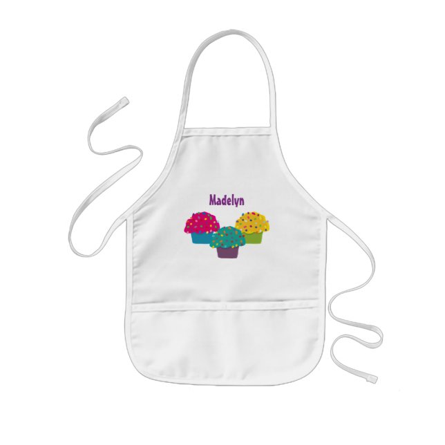 Tablier Enfant Cupcakes Frosted Rainbow Sprinking Whimsical Bakin (Devant)