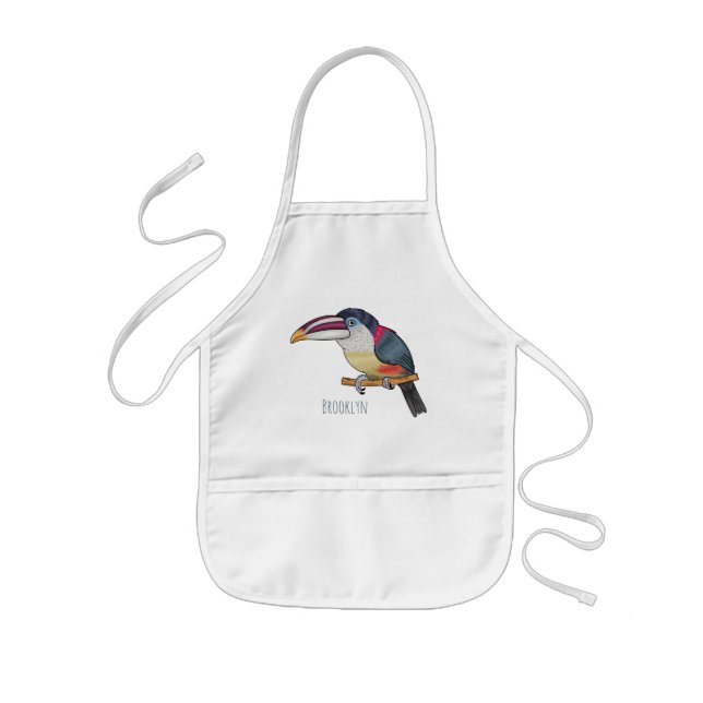 Tablier Enfant Curl crested aracari bird cartoon (Devant)