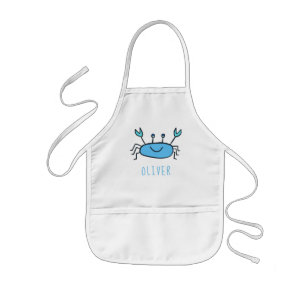 Tablier Enfant Cute Blue Crab Sea Animal Nom du garçon