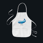 Tablier Enfant Cute Boy's Blue Sea Watercolor Whale Beach & Nom<br><div class="desc">Ce magnifique design aquatique bleu présente une jolie baleine aquarelle peinte,  avec une place pour vous de personnaliser l'article avec le nom de votre garçon. Ce design marin est super mignon pour n'importe quel petit que vous connaissiez,  et c'est le cadeau parfait pour les petits amateurs de plage !</div>