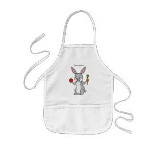 Tablier Enfant Cute bunny rabbit with vegetables cartoon