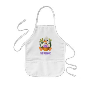 Tablier Enfant Cute canard de printemps avec panier d'oeufs