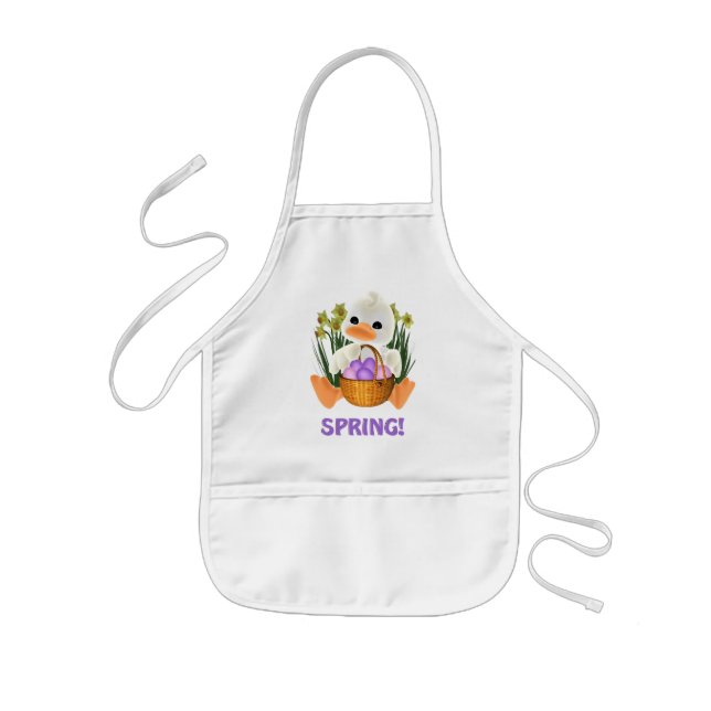Tablier Enfant Cute canard de printemps avec panier d'oeufs (Devant)