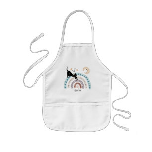 Tablier Enfant Cute Cat Rainbow Unicorn Nom personnalisé