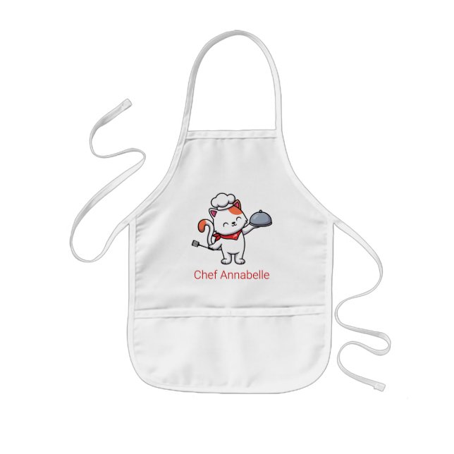 Tablier Enfant Cute Chef Chat Personnaliser (Devant)