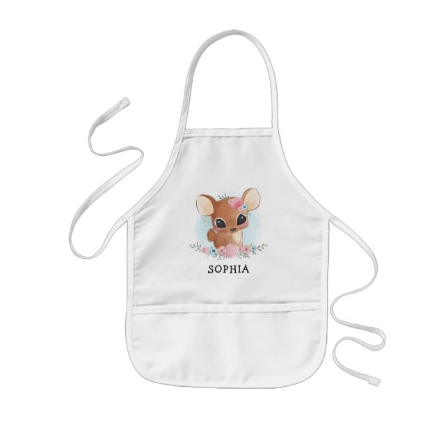 Tablier Enfant Cute Deer Floral (Devant)