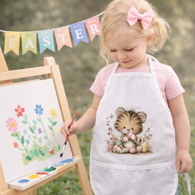 Tablier Enfant Cute Easter Tiger Cub Illustration (Créateur téléchargé)