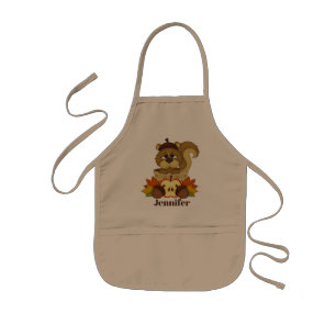 Tablier Enfant Cute Fall Écureuil saisonnier ajouter le nom apro