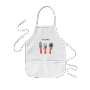 Tablier Enfant Cute fourche couteau et cuillère dessin de couver