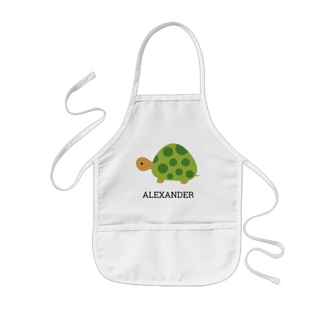 Tablier Enfant Cute Green Turtle Personnalisé (Devant)