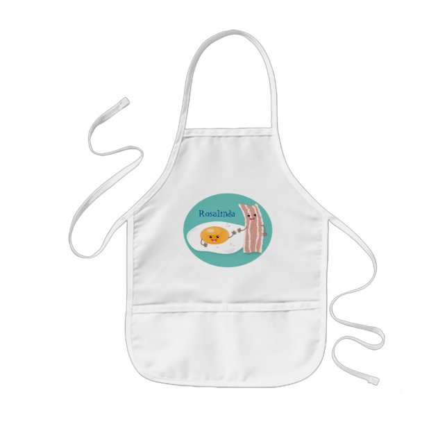 Tablier Enfant Cute kawaii egg and bacon cartoon illustration (Devant)