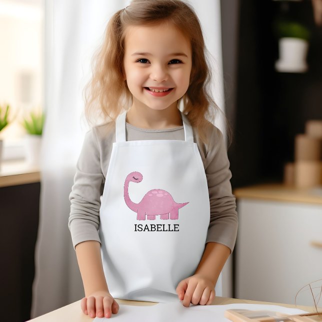 Tablier Enfant Cute Pink Dinosaur Personalized (Créateur téléchargé)
