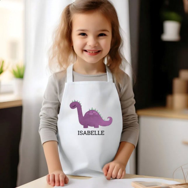 Tablier Enfant Cute Purple Dinosaur Personalized (Créateur téléchargé)