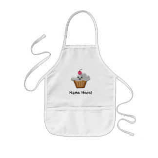 Tablier Enfant Cute Rose Kawaii Joyeux Visage Filles Cupcake
