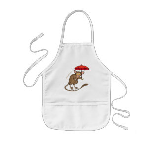 Tablier Enfant Cute Tarsier avec dessin animé parapluie