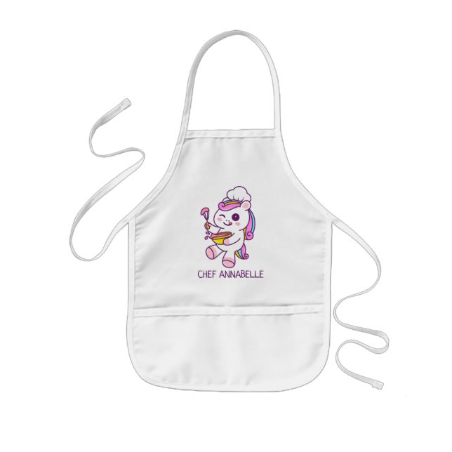 Tablier Enfant Cute Unicorn Chef Personnaliser L'Espace Enfant (Devant)
