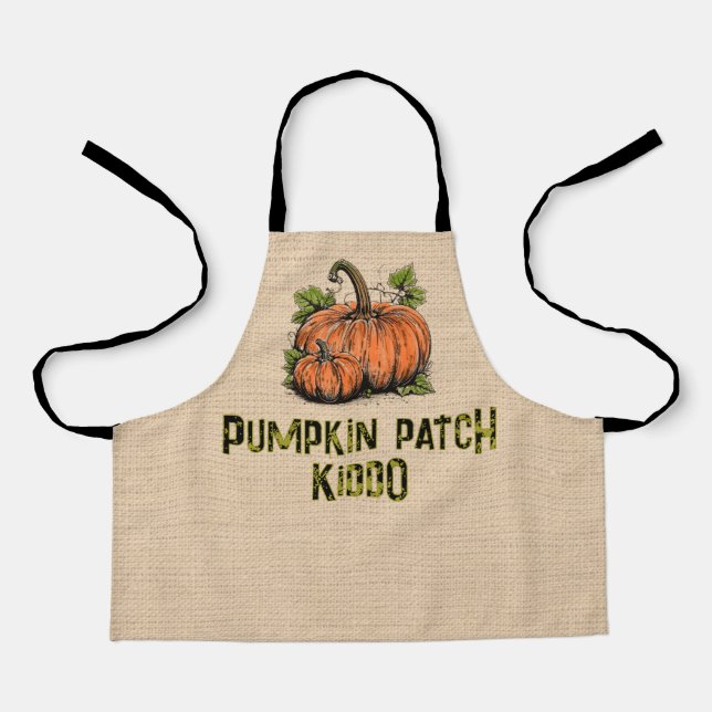 Tablier Enfant de la citrouille Faux Burlap Halloween  (Recto)