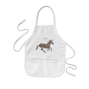 Tablier Enfant Des enfants pétillants à la licorne. Nom personn