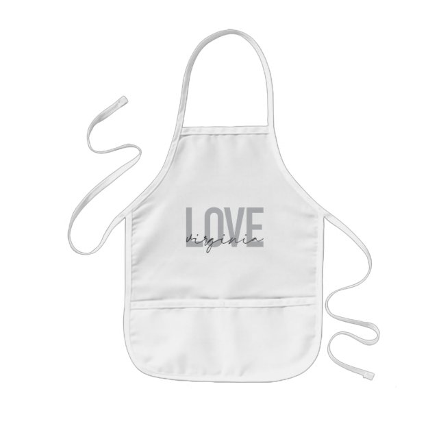 Tablier Enfant Design moderne, simple, urbain, cool Love Virginia (Devant)