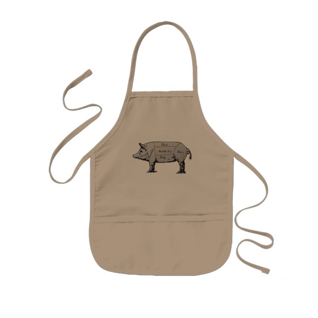 Tablier Enfant Diagramme de cochon du boucher (Devant)