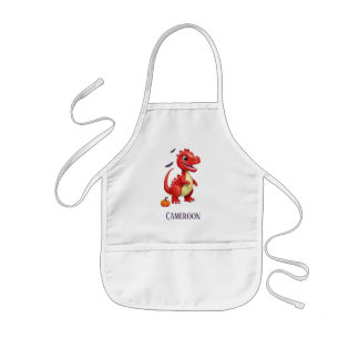 Tablier Enfant Dinosaure d'Halloween rouge