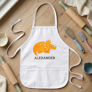 Tablier Enfant Dinosaure Orange Mignon Personnalisé