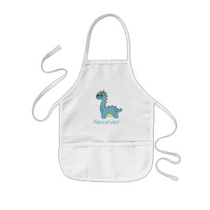 Tablier Enfant Dinosaurus bleu-vert personnalisable