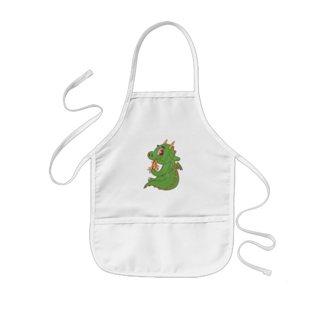 Tablier Enfant Dragon Bébé Manger Yummy Pizza Slice Design (Devant)