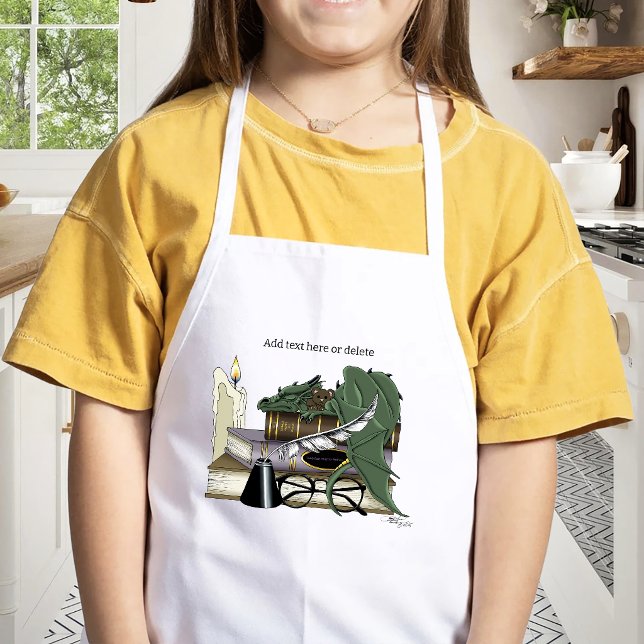 Tablier Enfant Dragon Endormi Fantaisiste Vert Cosy Amateur de Li (Créateur téléchargé)