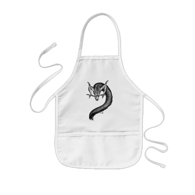 Tablier Enfant Dragon noir et blanc (Devant)