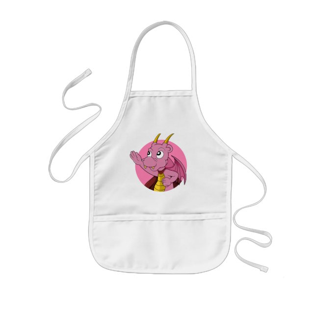 Tablier Enfant Dragon rose cartoon  (Devant)