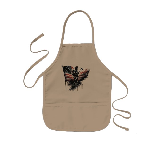 Tablier Enfant Drapeau américain. Pompier (Devant)