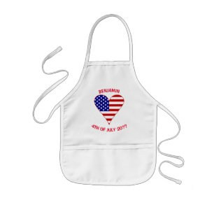 Tablier Enfant Drapeau Rouge Personnalisé du Cœur des États-Unis