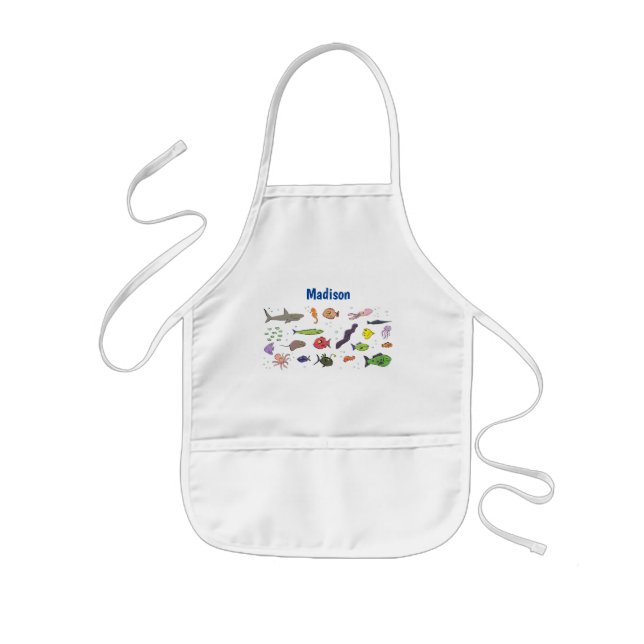 Tablier Enfant Drôle des créatures marines dessin motif (Devant)