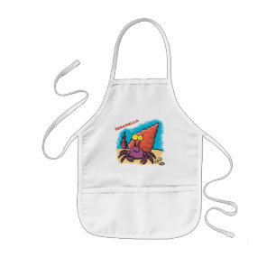 Tablier Enfant Drôle mignon caricature pourpre crabe ermite