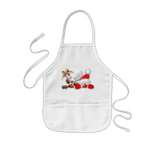 Tablier Enfant Drôle Père Noël et Reindeer Cartoon Apron