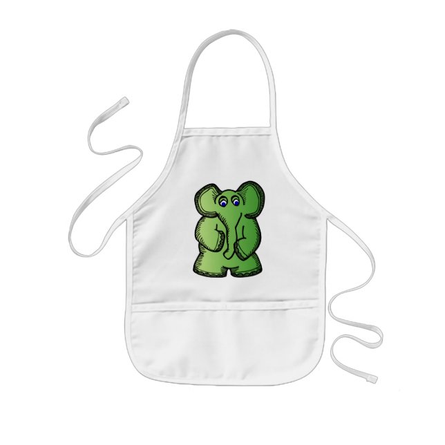 Tablier Enfant Éléphant vert (Devant)