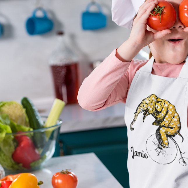 Tablier Enfant Eléphants à vélo = Yikes (Créateur téléchargé)